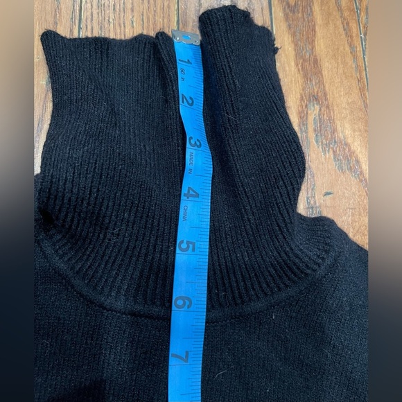 Marled Black Turtleneck Sweater with Sheer Sleeves - Picture 10 of 10